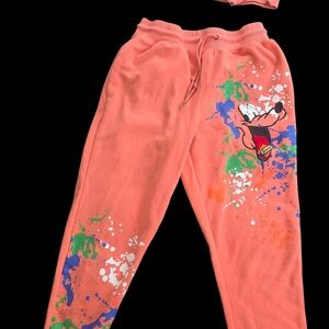 Unisex Coral Cartoon Joggers And Matching Sweater